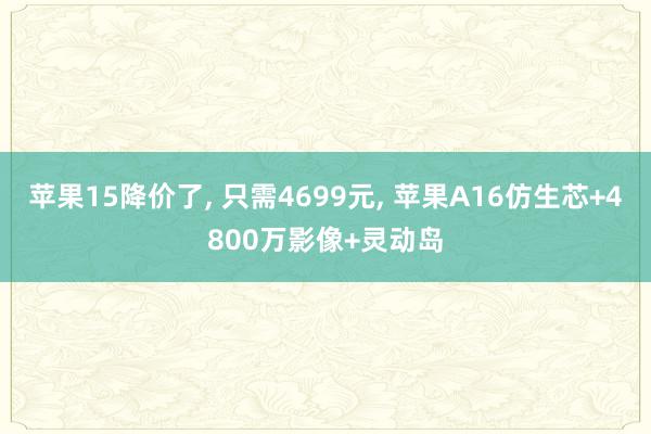 苹果15降价了, 只需4699元, 苹果A16仿生芯+4800万影像+灵动岛