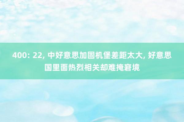 400: 22, 中好意思加固机堡差距太大, 好意思国里面热烈相关却难掩窘境