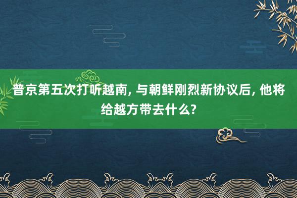 普京第五次打听越南, 与朝鲜刚烈新协议后, 他将给越方带去什么?