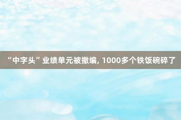 “中字头”业绩单元被撤编, 1000多个铁饭碗碎了