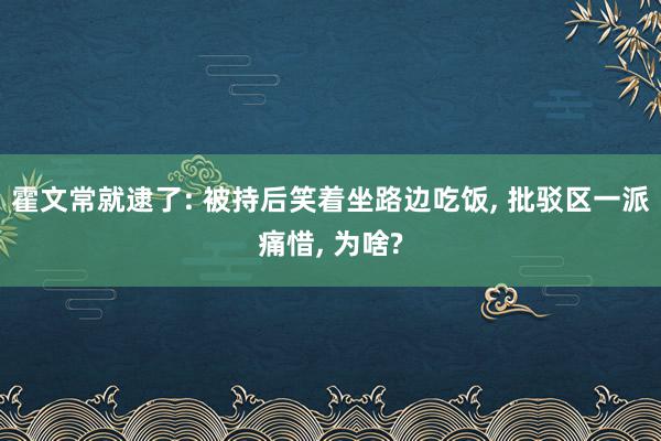 霍文常就逮了: 被持后笑着坐路边吃饭, 批驳区一派痛惜, 为啥?