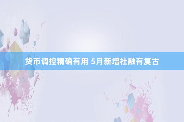 货币调控精确有用 5月新增社融有复古