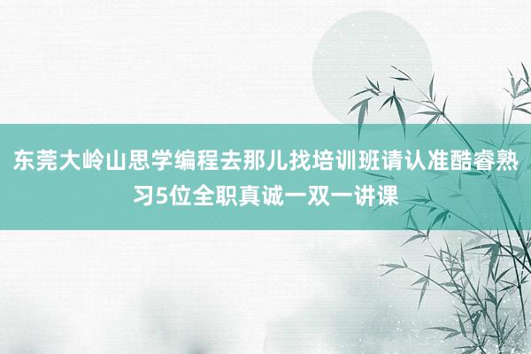 东莞大岭山思学编程去那儿找培训班请认准酷睿熟习5位全职真诚一双一讲课