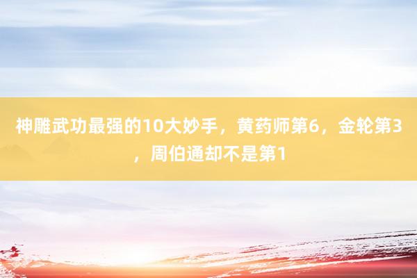 神雕武功最强的10大妙手，黄药师第6，金轮第3，周伯通却不是第1